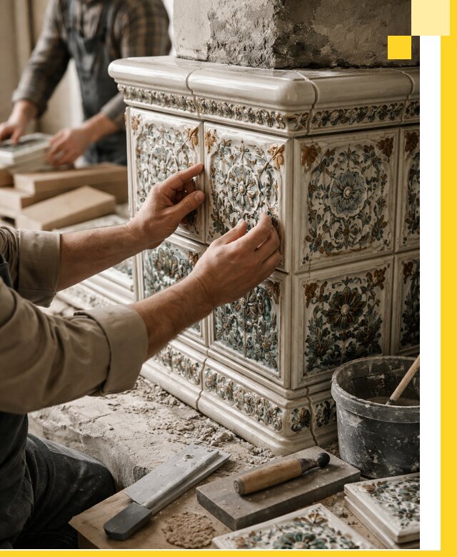 Изразцовые камины под ключ в Дзержинске: проект и монтаж