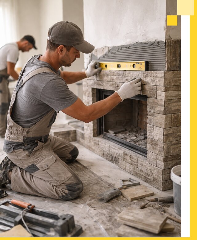 Облицовка каминов в Дзержинске, монтаж и отделка натуральным камнем