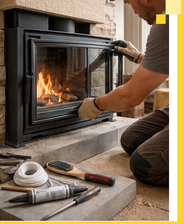 Производство, монтаж и доставка каминов со стеклом в Дзержинске