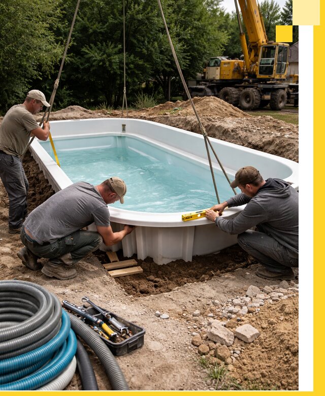 Установка и монтаж композитных бассейнов под ключ в Дзержинске