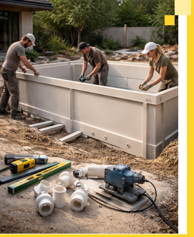 Установка полипропиленовых бассейнов под ключ в Дзержинске