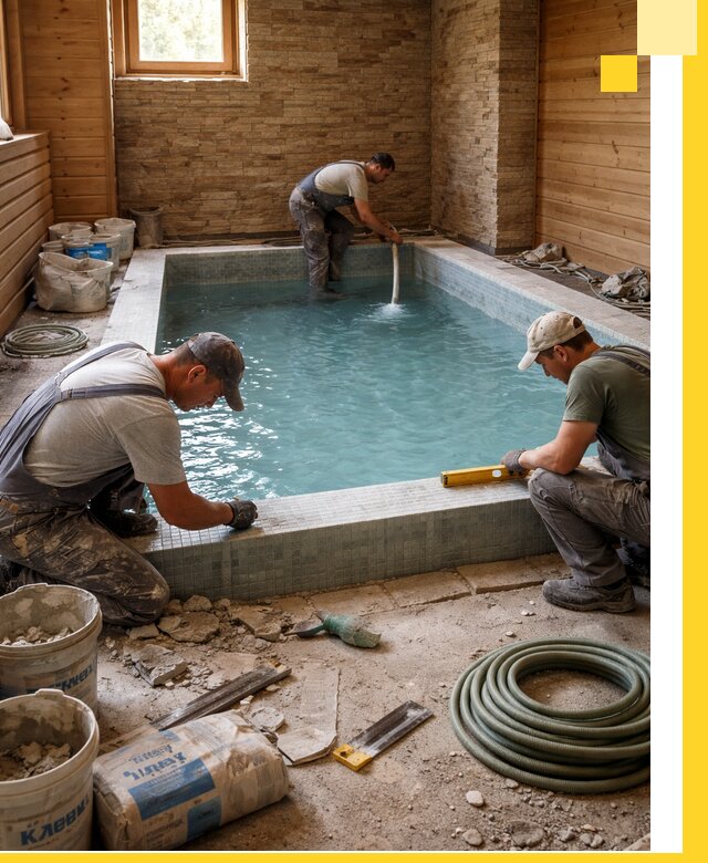 Проектирование и строительство бассейнов для бани в Дзержинске