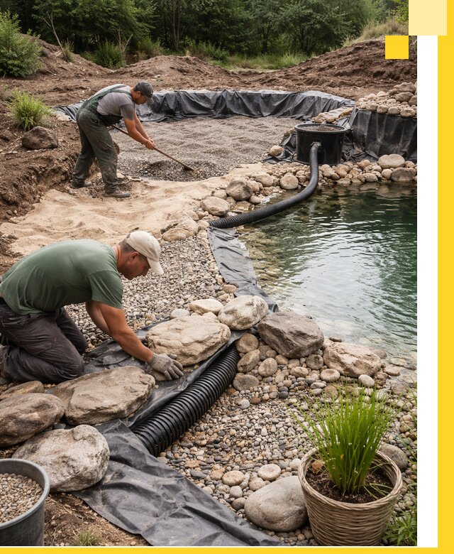 Строительство природных бассейнов и озер в Дзержинске под ключ