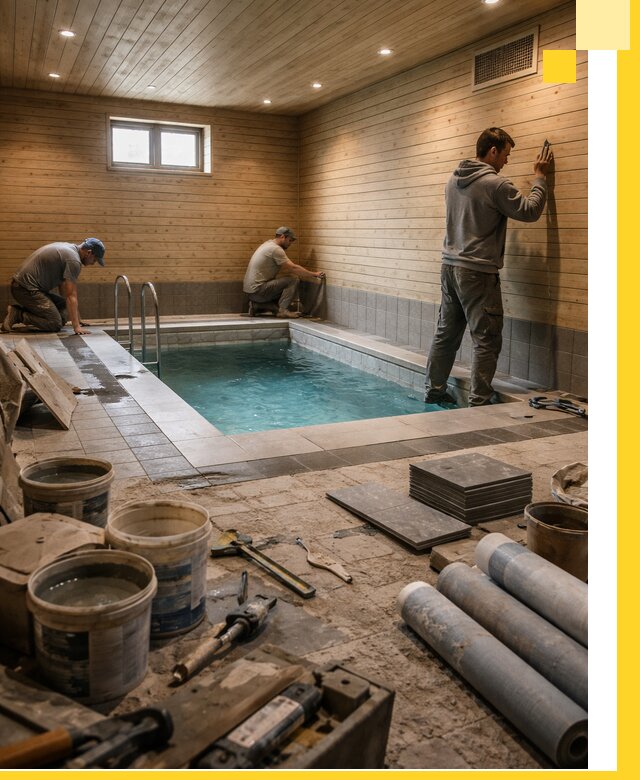 Строительство бани с бассейном и сауной под ключ в Дзержинске