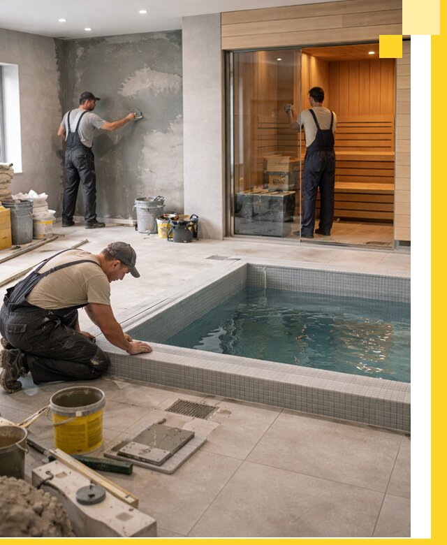 Проектирование и строительство сауны с бассейном в Дзержинске