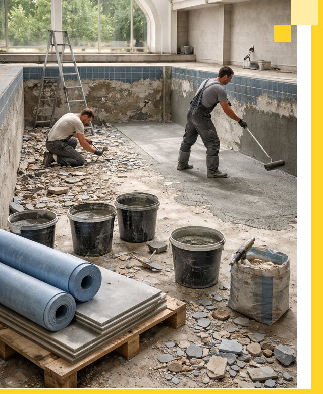 Реконструкция бассейнов в Дзержинске: ремонт, гидроизоляция