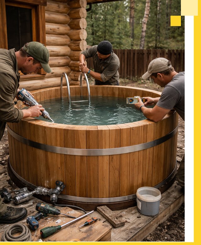 Строительство бань с купелью под ключ и отделкой в Дзержинске