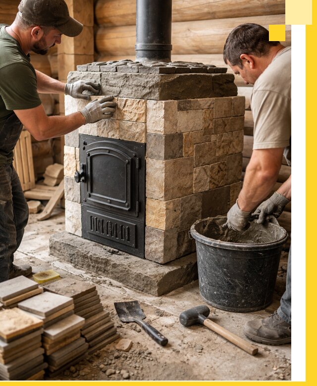 Облицовка банной печи под ключ в Дзержинске: камень и плитка