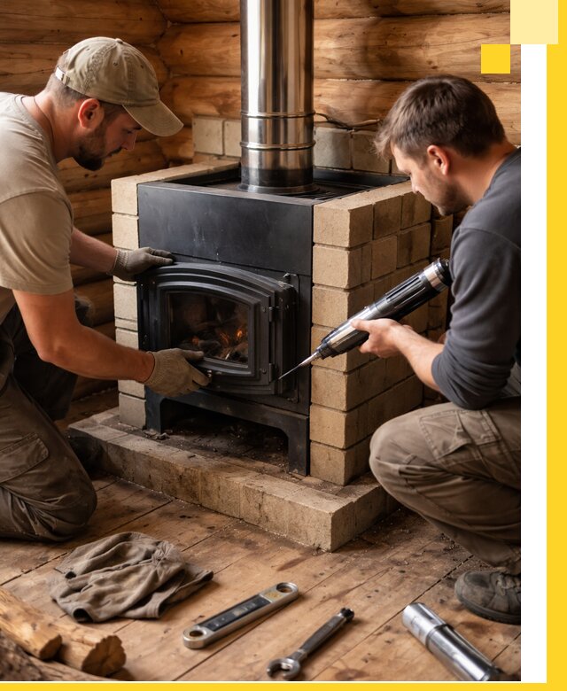 Монтаж и установка печи в бане под ключ с гарантией в Дзержинске