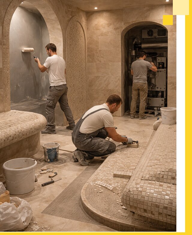 Строительство бани с хамамом и бассейном под ключ в Дзержинске