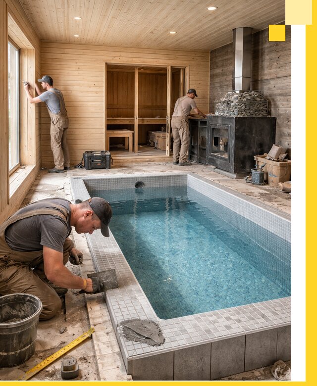 Проект бани с бассейном и сауной в Дзержинске под ключ