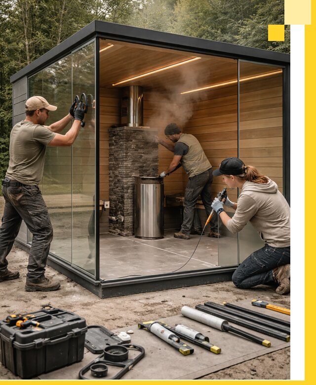 Проектирование и строительство стеклянных бань в Дзержинске