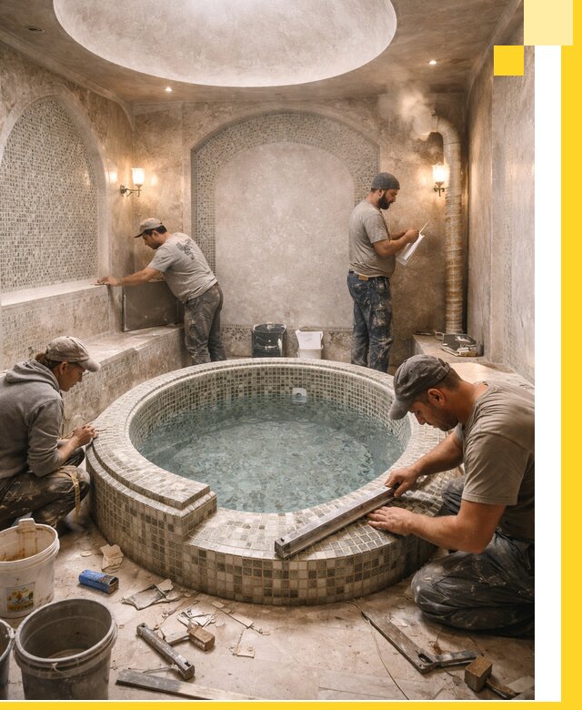 Профессиональное строительство хамама с бассейном в Дзержинске под ключ