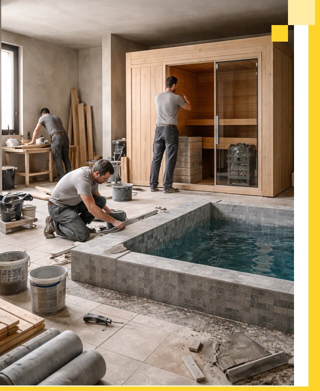 SPA зоны под ключ с бассейном сауной и печью в Дзержинске